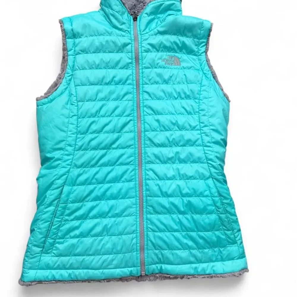 The North Face Reversible Mossbud Swirl Vest Gray Teal - Girl's XL / Fits W XS S